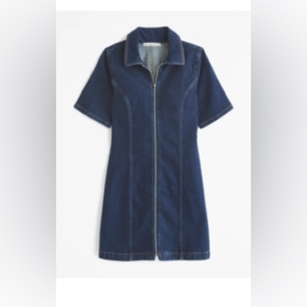 Short sleeve denim mini dress